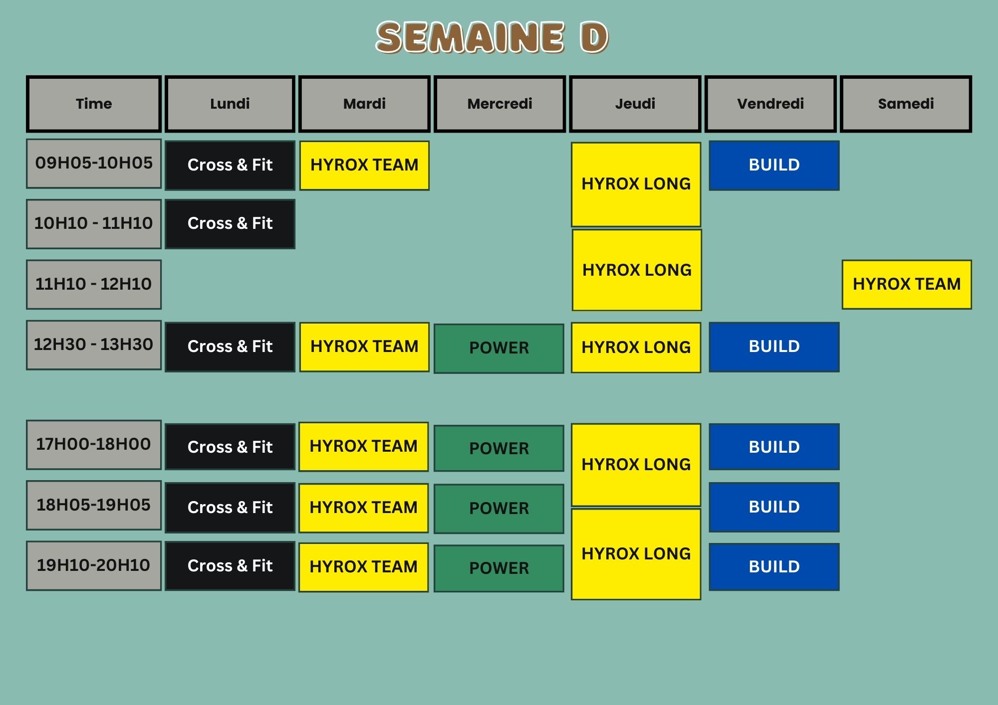 Planning Semaine 4